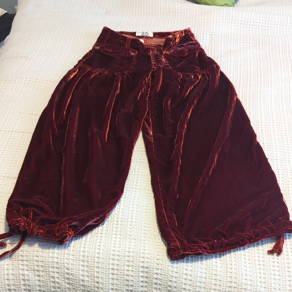 We The Free Velvet Wide Leg Pants - Deep Red